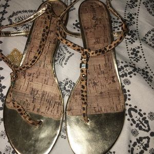 Size 11 cheetah and gold sandals